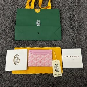 Goyard Pink and White Card Holder